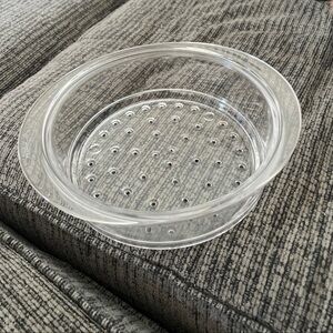 Princess House Nouveau Clear Glass Steamer Strainer 9” Wide Made In France